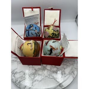 WORLD TREASURE TRADING COMPANY Reverse Painted Glass Ornaments-Lot Of 4